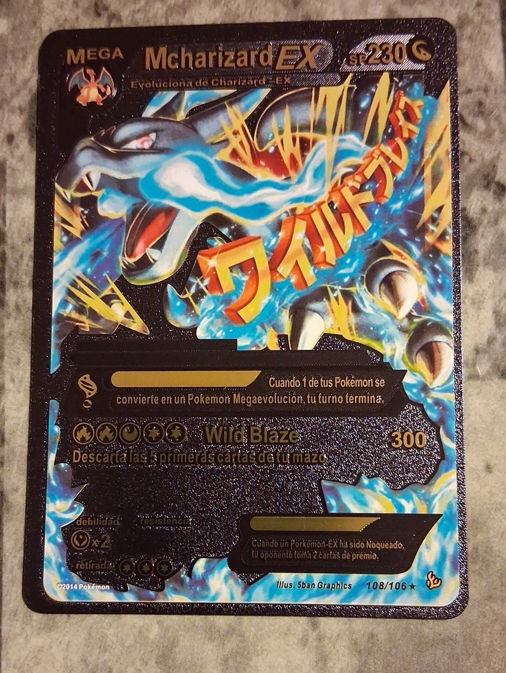 Mega M Charizard EX Holo Card - Blue & Orange Artwork